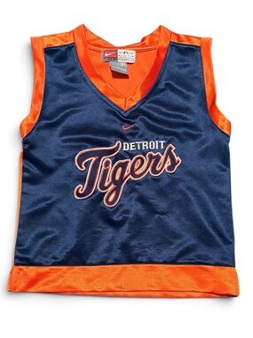 Vintage Nike Detroit Tigers Kids Sleeveless Jersey in Navy & Orange